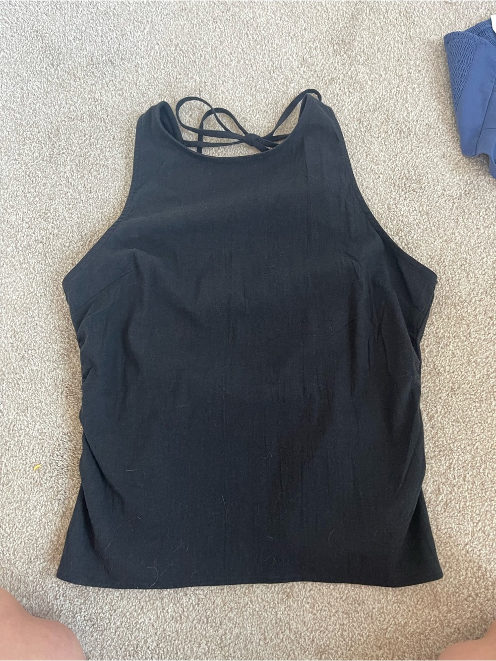 Free People Black High Neck Tank with Strappy Back